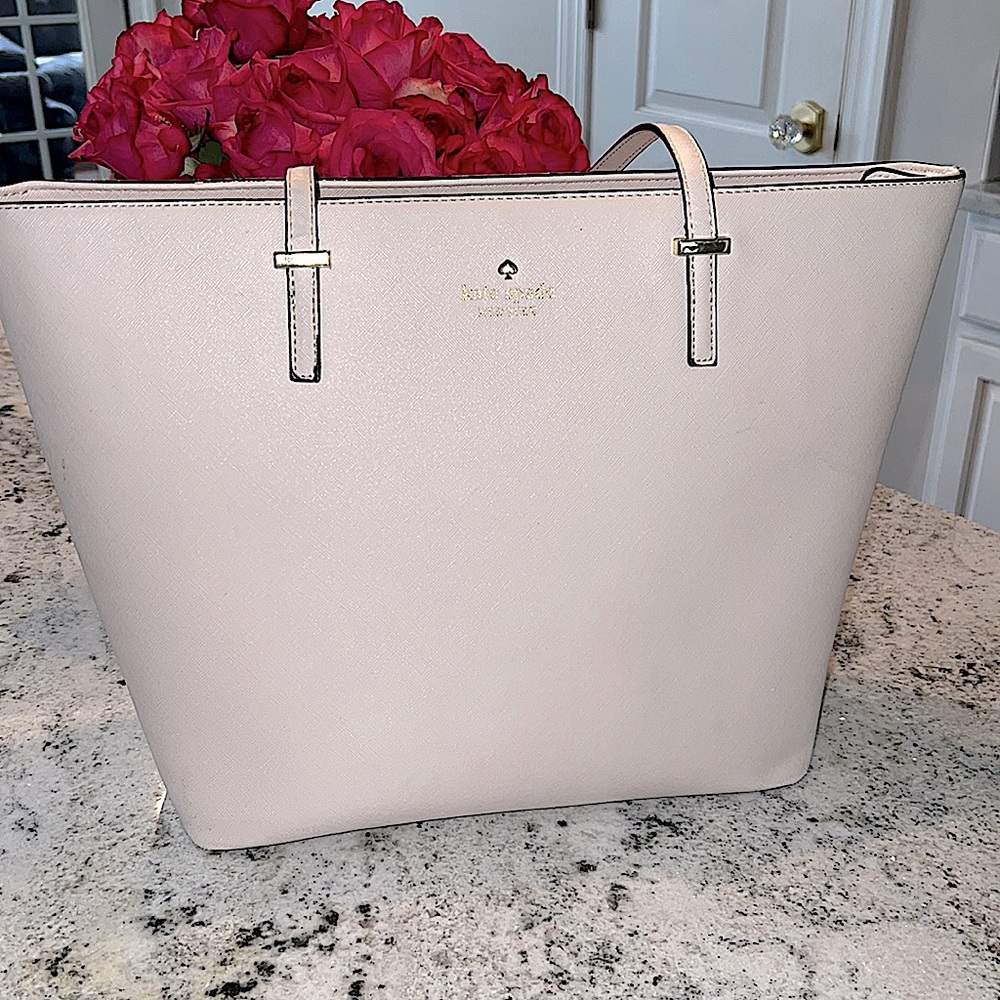 kate spade Light Pink Leather Tote Shoulder Bag with Gold Hardware